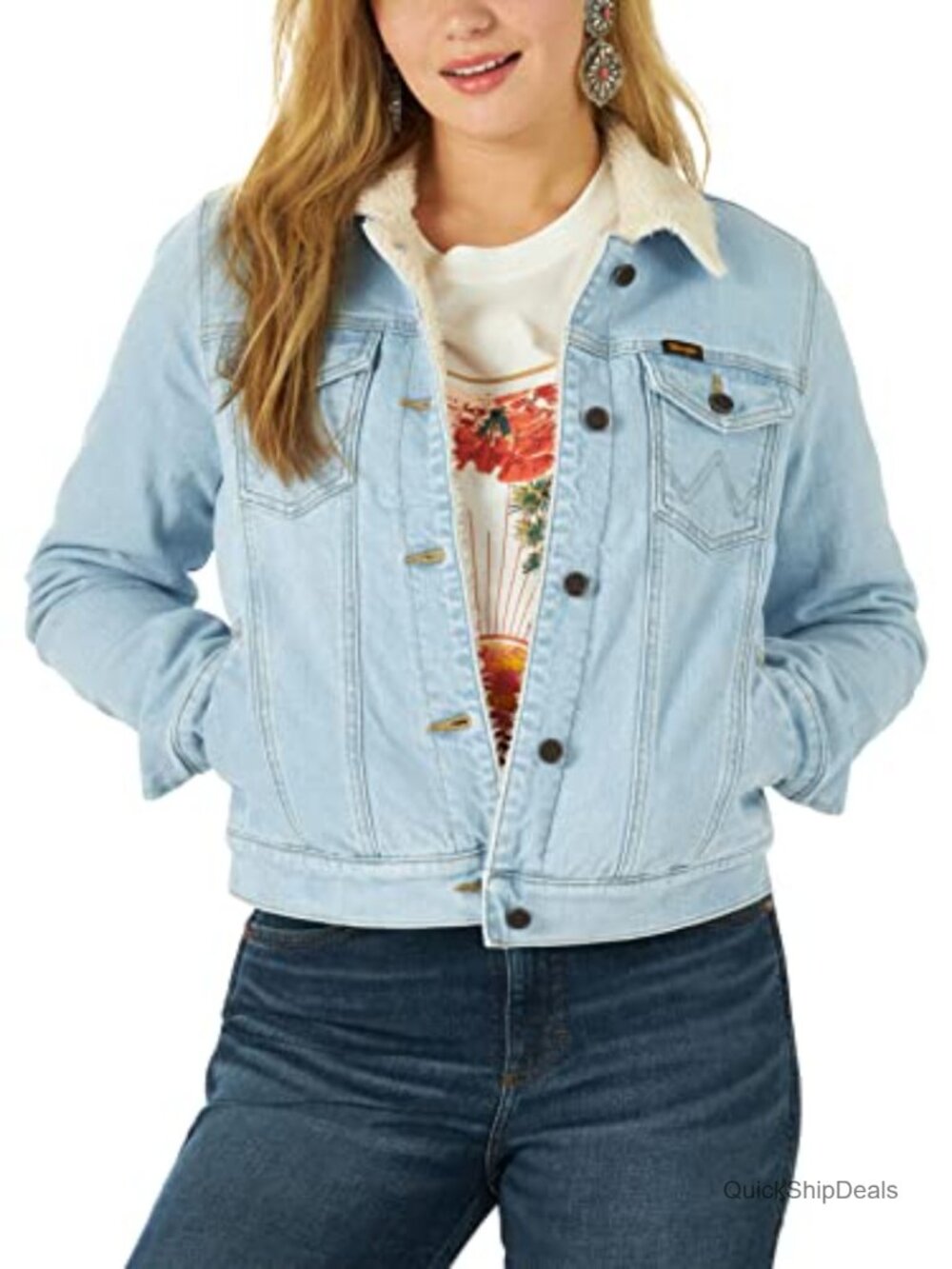 Sherpa Lined Denim Jacket Retro Aviator Fit